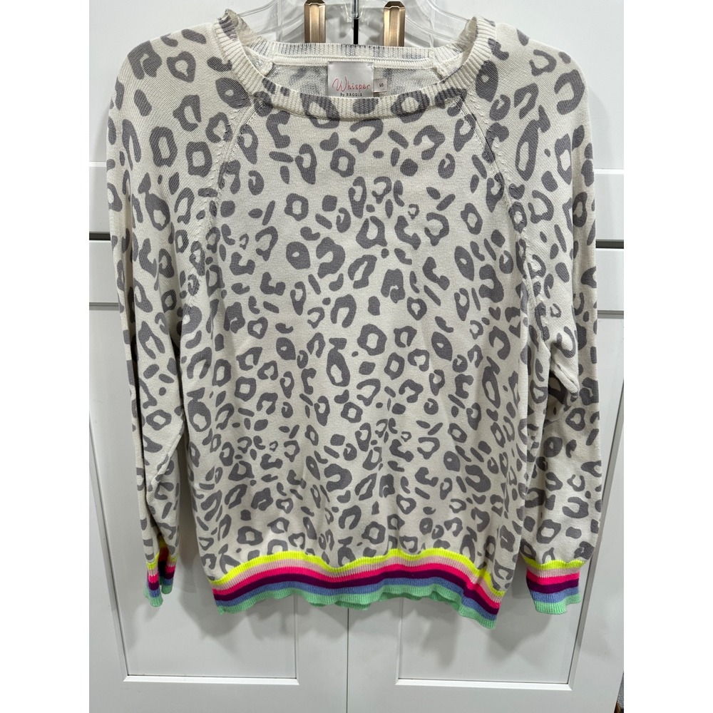 Whisper by Brodie Leopard Print Sweater Neon Rainbow‎ Trim S